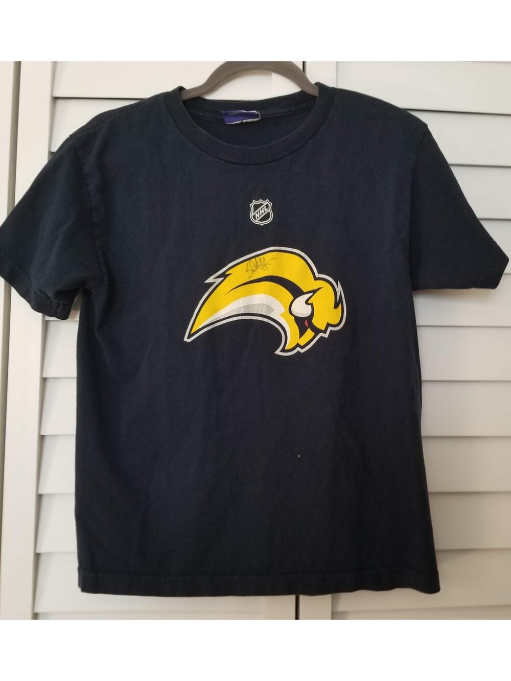 Youth Buffalo Sabres Reebok Hockey Tshirt Vanek Blue Unknown Signature *See Desc